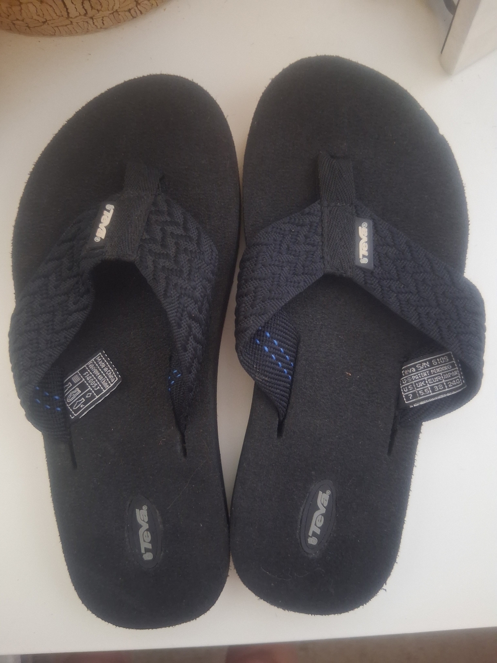 Teva Black Flip-Flop Sandals with Navy Accent